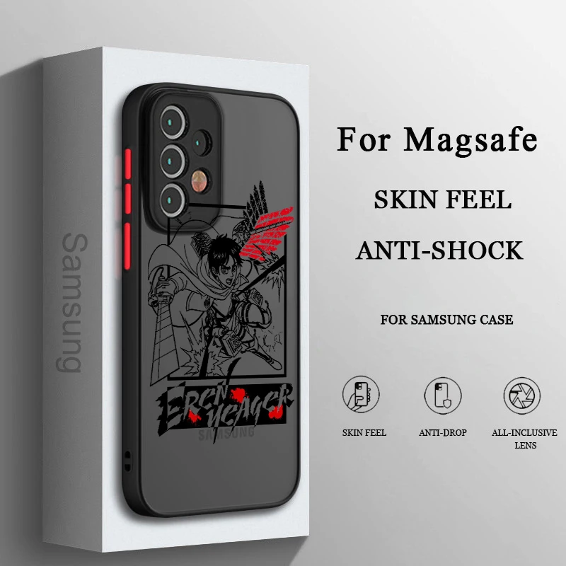 

Hot Anime Attack on Titan Phone Case For Samsung A71 A70 A52 A51 A42 A32 A22 A21S A12 A33 A53 Frosted Translucent Cover