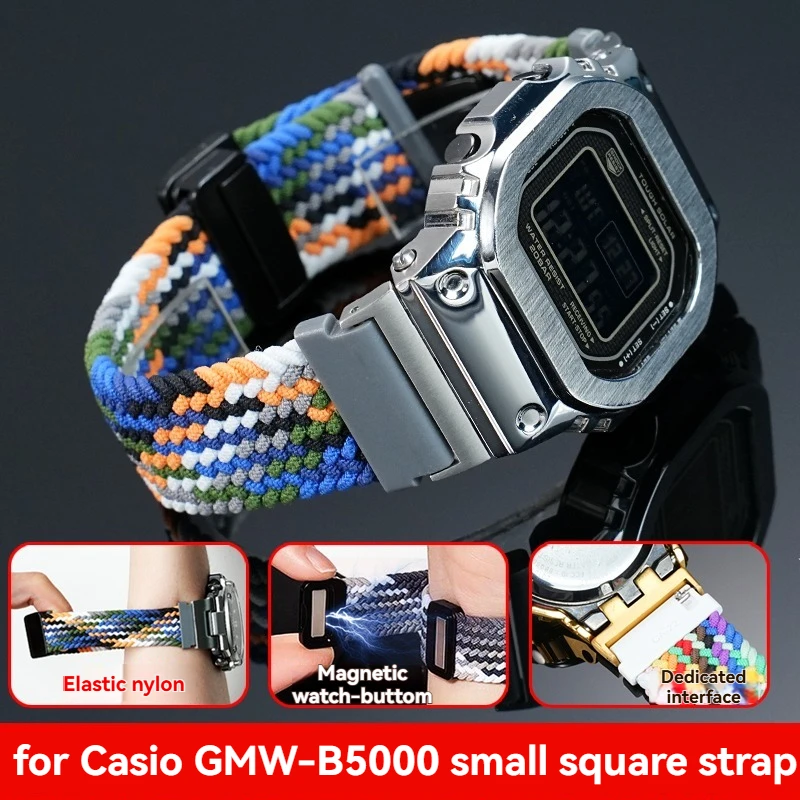 Фото Эластичный нейлоновый ремешок с быстрым снятием для Casio G-SHOCK GMW-B5000/GM-B2100 |   Прочный тканевый ремешок для замены браслета часов №1