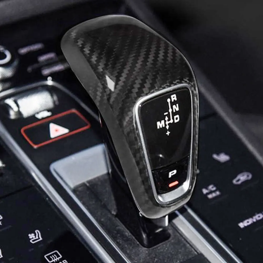 

NEW Real Carbon Fiber Park Brake Buttons Panel Frame Gear Shift Head Cover Trim Fit for Porsche Cayenne Panamera 2017-2021