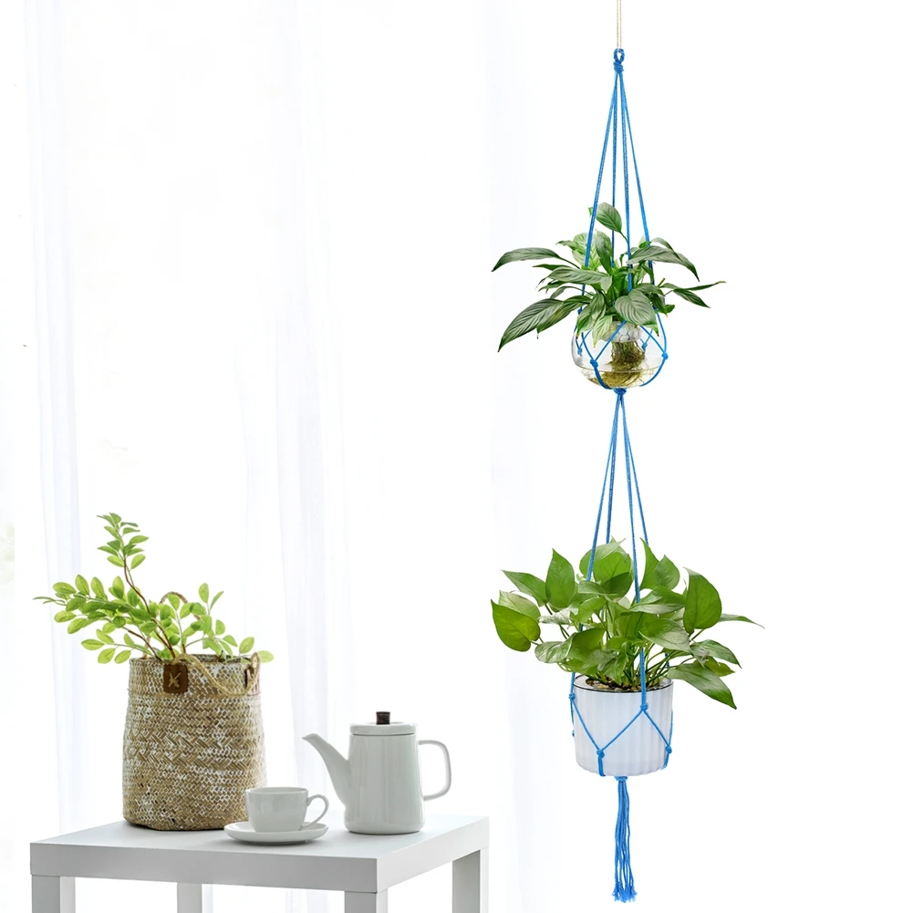 

4pcs Decorative Flower Pot Hanger Holder Pure Cotton 63.7" Double Layers Basket Hanger Ropes For Hanging Rattan Planter Pot