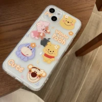 disney cute cartoon winnie the pooh phone case for iphone 13 12 11 pro max xr xs max 8 x 7 back cover
