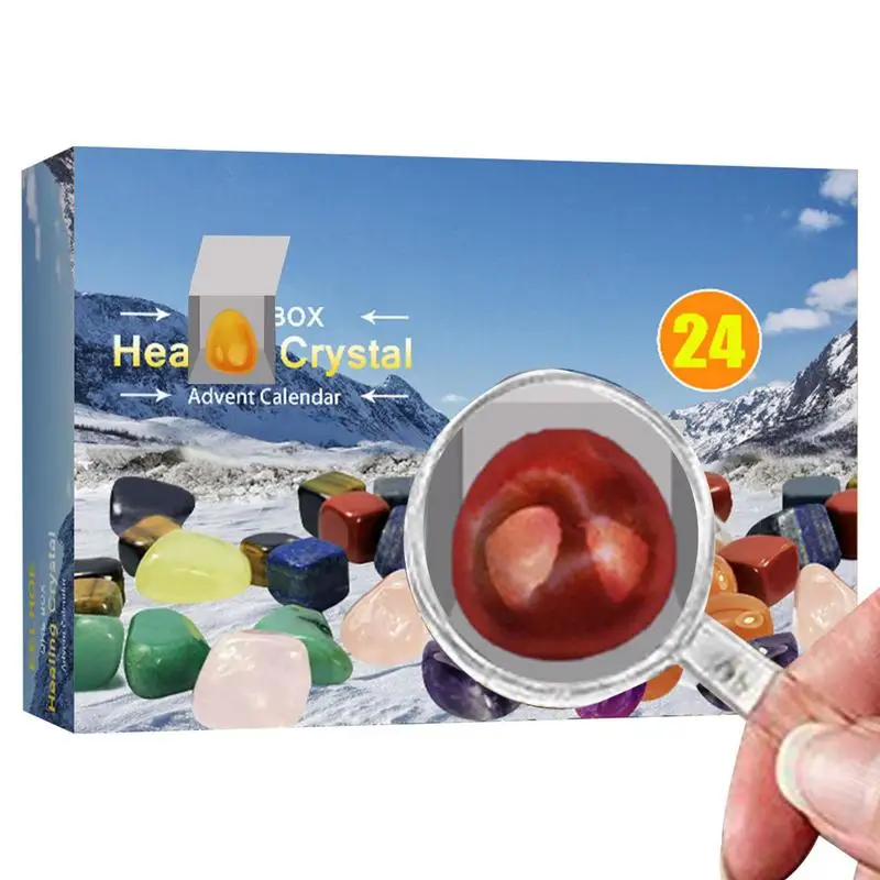 24 Days Christmas Countdown Calendar With Rocks Gemstones Stones Crystals & Minerals For Learning Collection