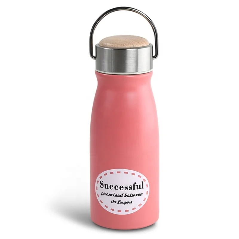 

Изолированная бутылка для молока из нержавеющей стали, вакуумный термос, бутылка с деревянной крышкой