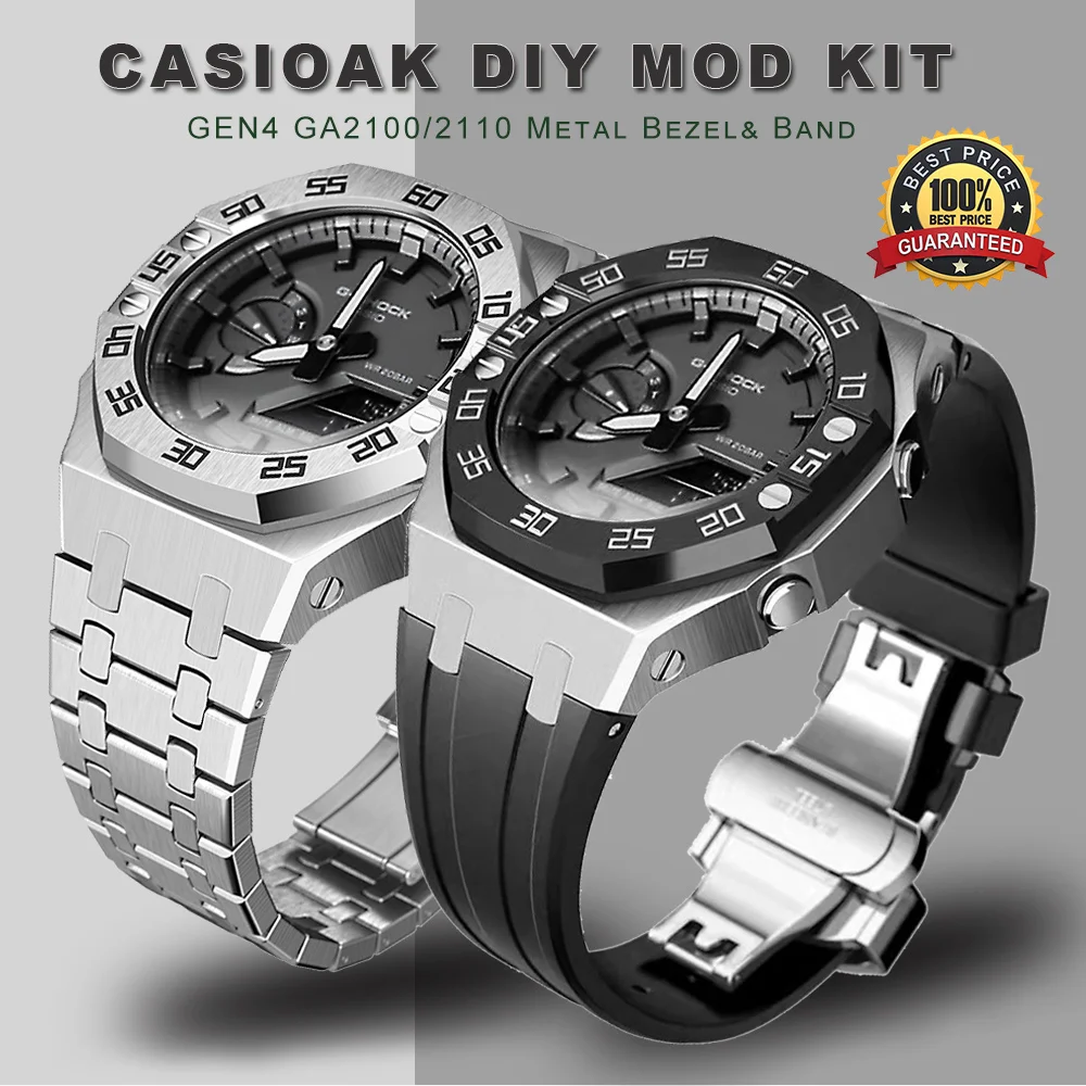 

CasiOak Mod Kit GEN4 GA2100 Metal Bezel for Casio Modification 3rd 4rd Generation Rubber Watch Case Strap GA 2100/2110 Steel