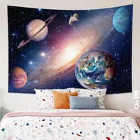 blue universe outer space planet earth mars mercury jupiter stars wall hanging aesthetic room decor tapestry bedroom decoration