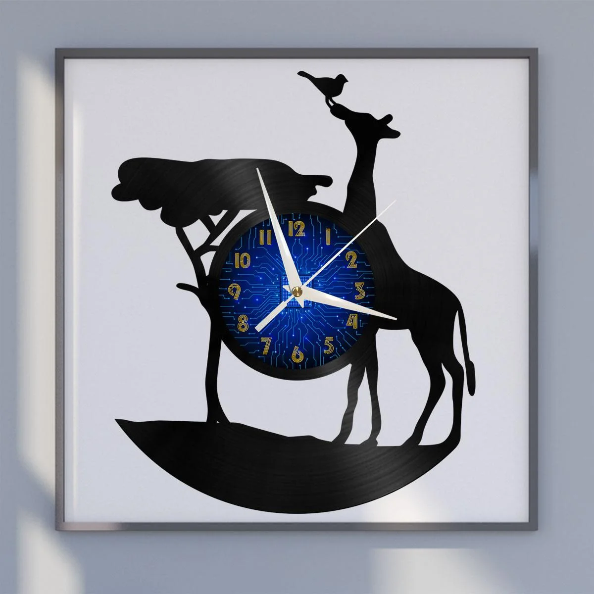 

Giraffe Vinyl Wall Clock, Vinyl Record LED Clock Wall Art Black 12 Inch for Living Room Bedroom