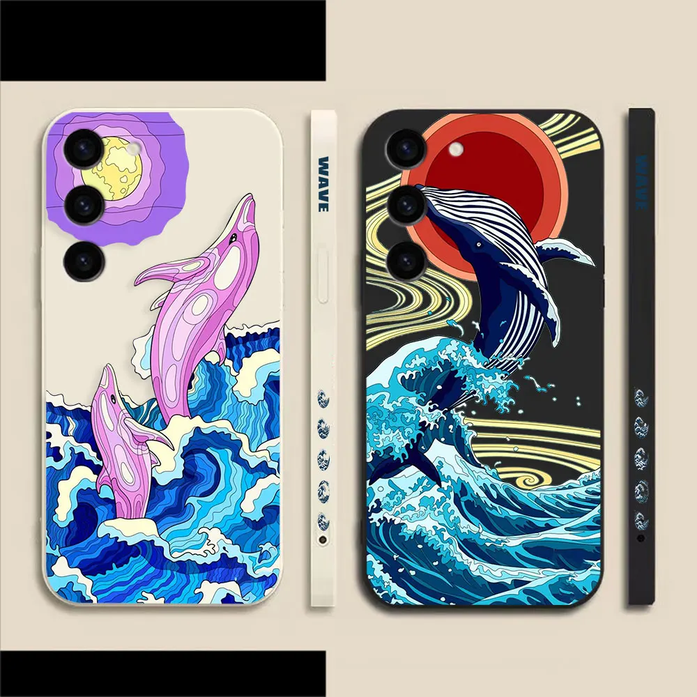 

Sea Wave Dolphin Whale Phone Case For Samsung S23 S22 S21 S20 FE S11 S11E S10 S10E S9 S30 Ultra Plus 4G 5G Case Fundas Shell