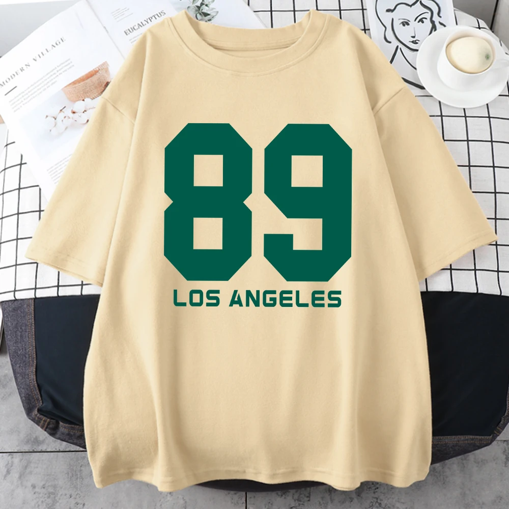 

Футболка мужская с принтом Лос-Анджелеса, хлопок, короткий рукав, винтажная Повседневная тенниска, стиль хип-хоп, уличная одежда, 89