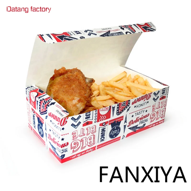 

Custom Food Boxes French Fries Fried Chicken Nuggets Pizza Hamburger Carton Paper Take Away Food Packaging Box