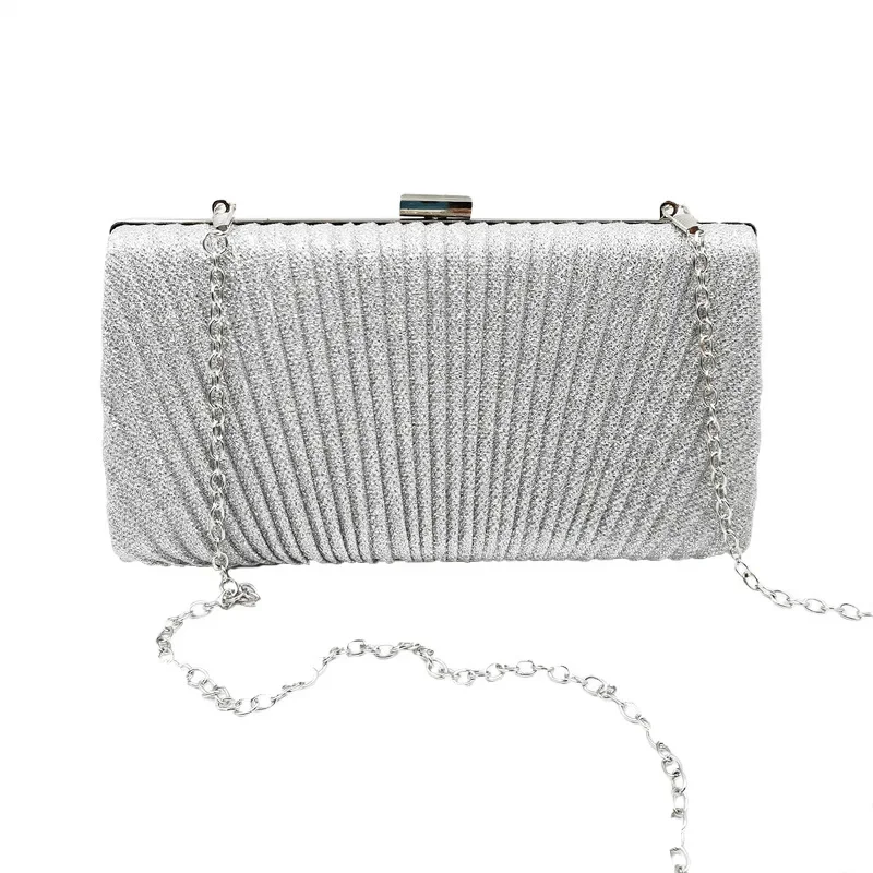 2025 модный плиссированный блестящий маленький квадратный клатч для ужина женская
