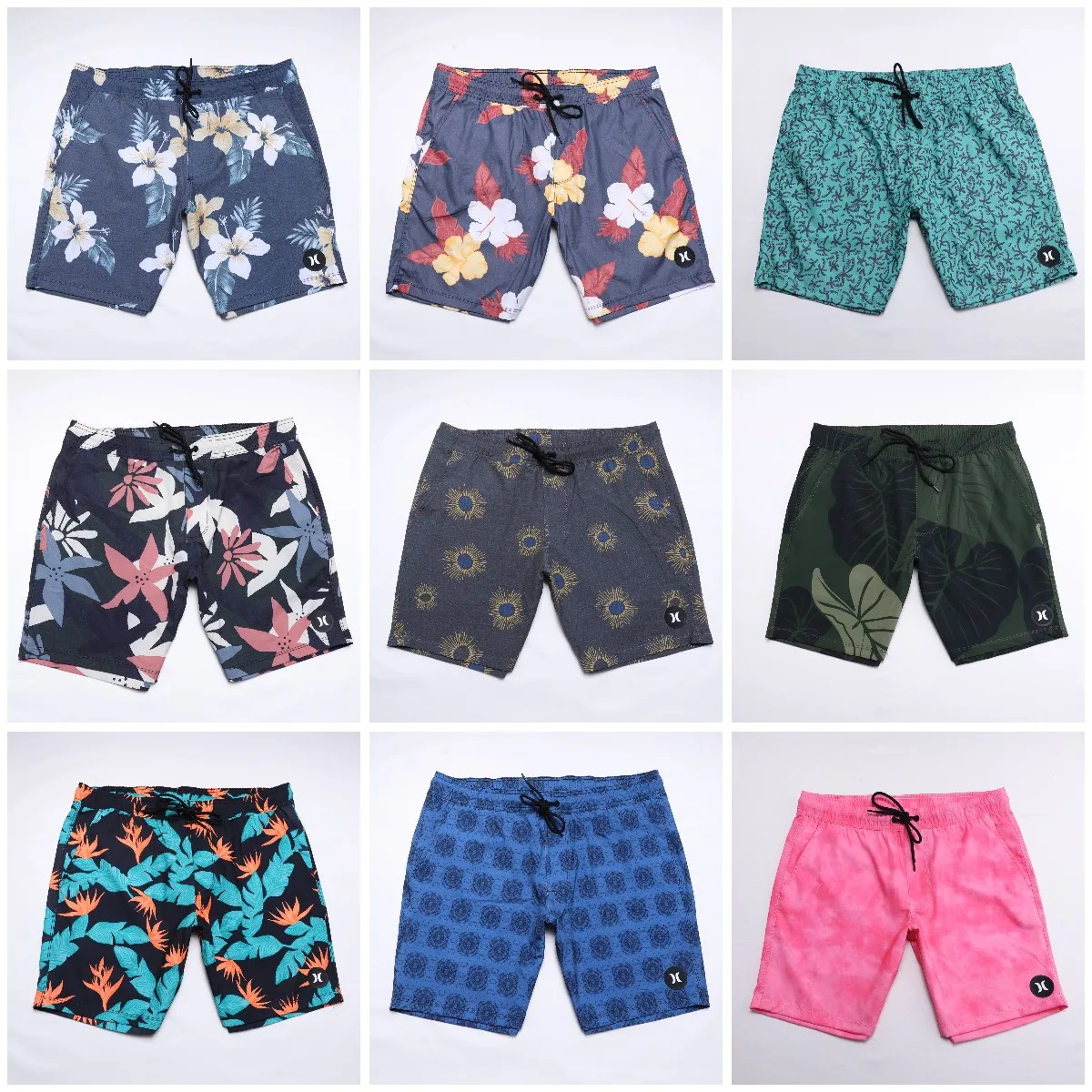 

Hurley Elastic Waist Men Leisure Sports Fitness Vacation Swimming Quick Drying Loose Seaside Surf Beach Shorts Bodybuilding
