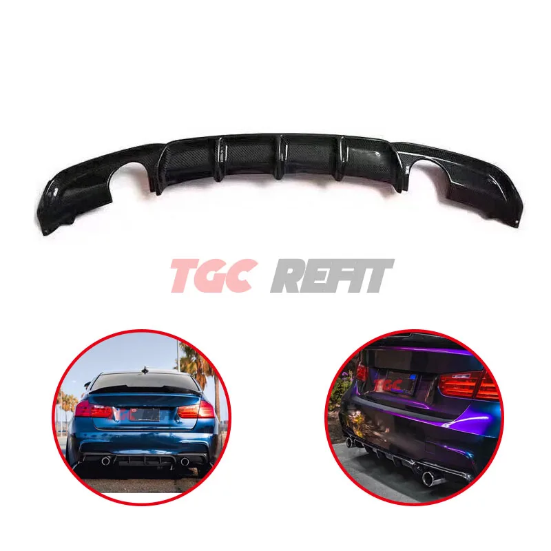 

For BMW 3 Series F30 F35 M tech 2012-2019 Back Lip Exhaust Pipe Carbon Fiber Rear Bumper Diffuser spoiler