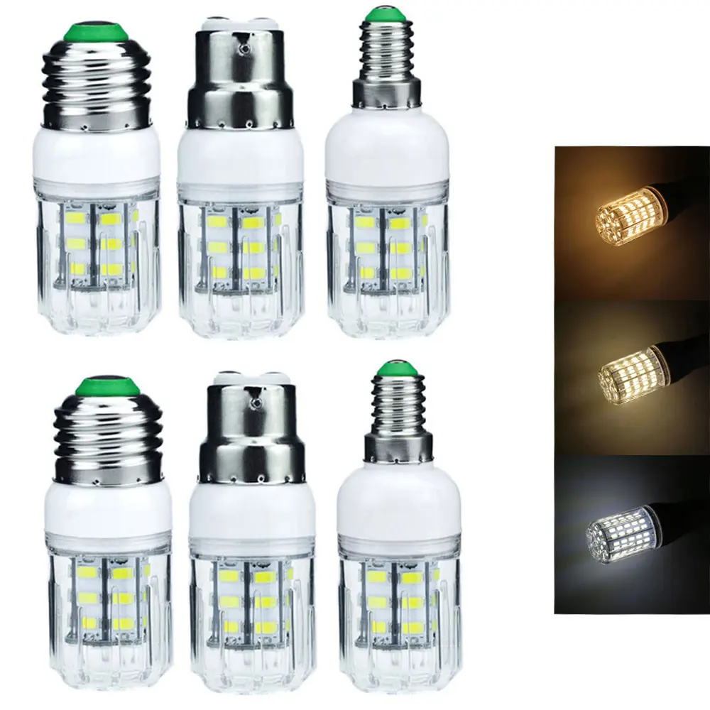 E27 E14 E12 E26 7W Led Corn Light LED Bulb 5730 SMD 110V 220V DC 12V 24V 27 LEDs Lamps Christmas Chandelier Candle Lighting