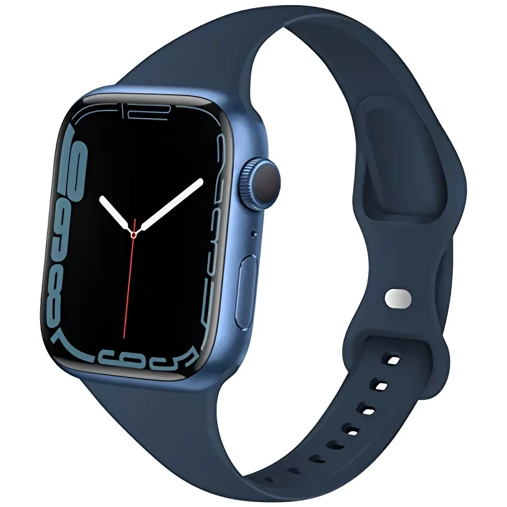 

YAYUU Slim Silicone Band for Apple Watch Band 38mm 42mm 40mm 44mm 41mm 45mm Thin Soft Narrow Strap for iWatch Series 7 6 5 4 3 2