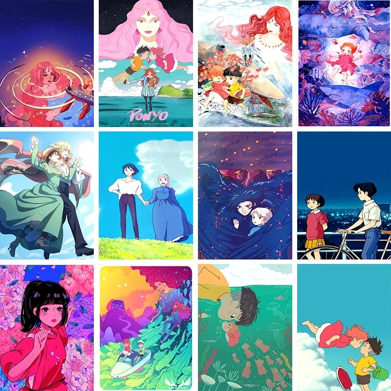 

Canvas HD Prints Poster Ponyo on the Cliff Wall Art Home Decoration Painting Modular Hayao Miyazaki Pictures Artwork Living Room