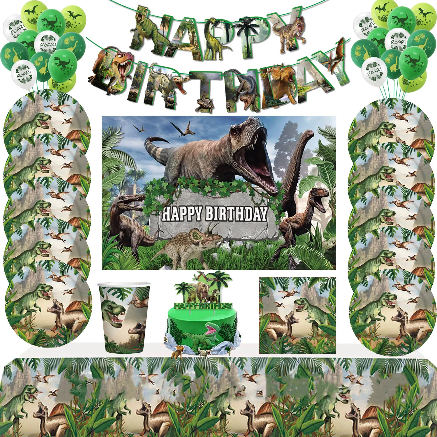 

Jurassic World Dinosaur Theme Disposable Tableware Jungle Safari Dino Napkin Plate Cup Wild Roar Boy Happy Birthday Party Decor