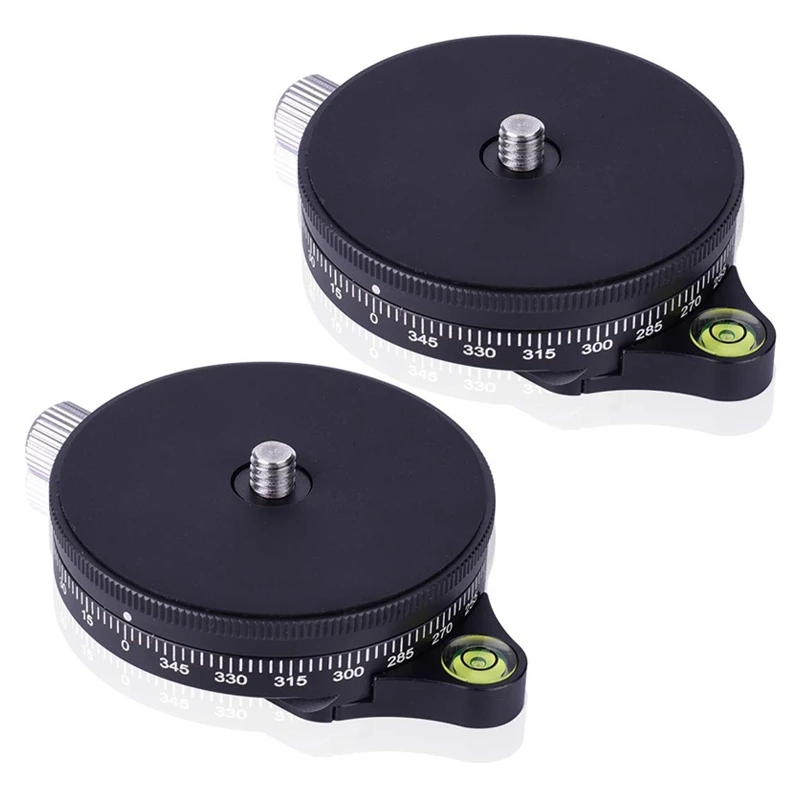 

2X Camera Pan Base With Arca Swiss Style Plate, 0.95Cm Screw Aluminum Panoramic Ball Tripod Head With Bubble Level