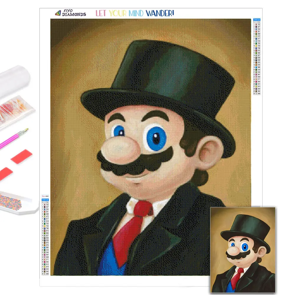 

DIY 5D Diamond Painting Cartoon Mario Beard Picture Mosaic Full Diamond Embroidery Cross Stitch Set Home Decoration Handicraft