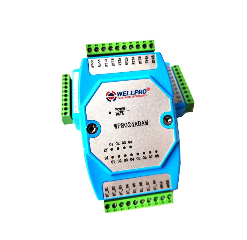 Фото Модуль цифрового ввода-вывода 35 мм, 8 каналов, изолированный, 8DI 4RY RS485 MODBUS RTU WP8024ADAM №5