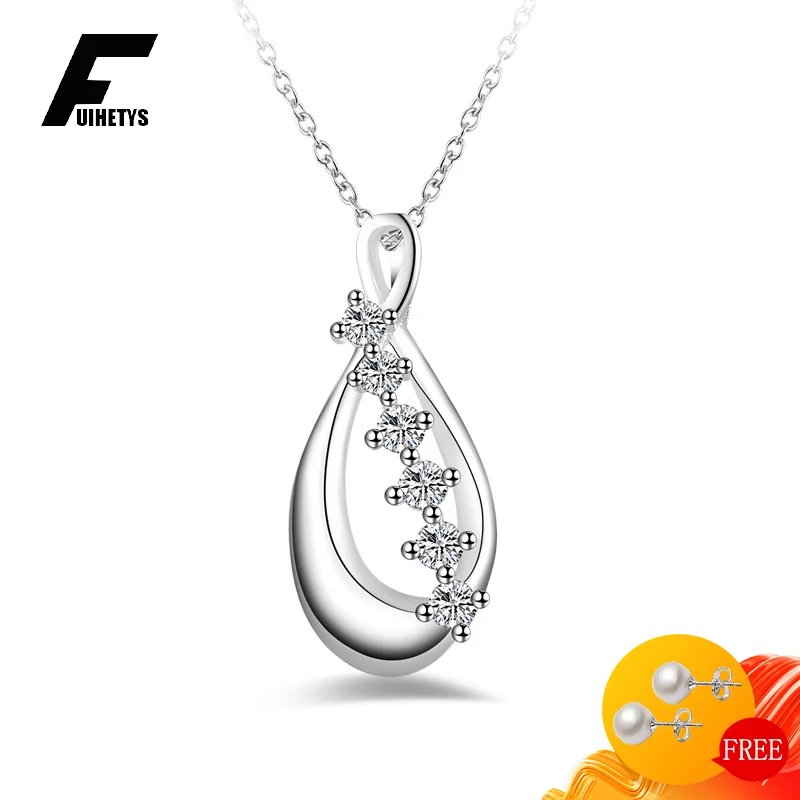 

Luxury 925 Silver Jewelry Necklace Geometric Zircon Gemstones Pendant for Women Wedding Engagement Party Accessories Wholesale