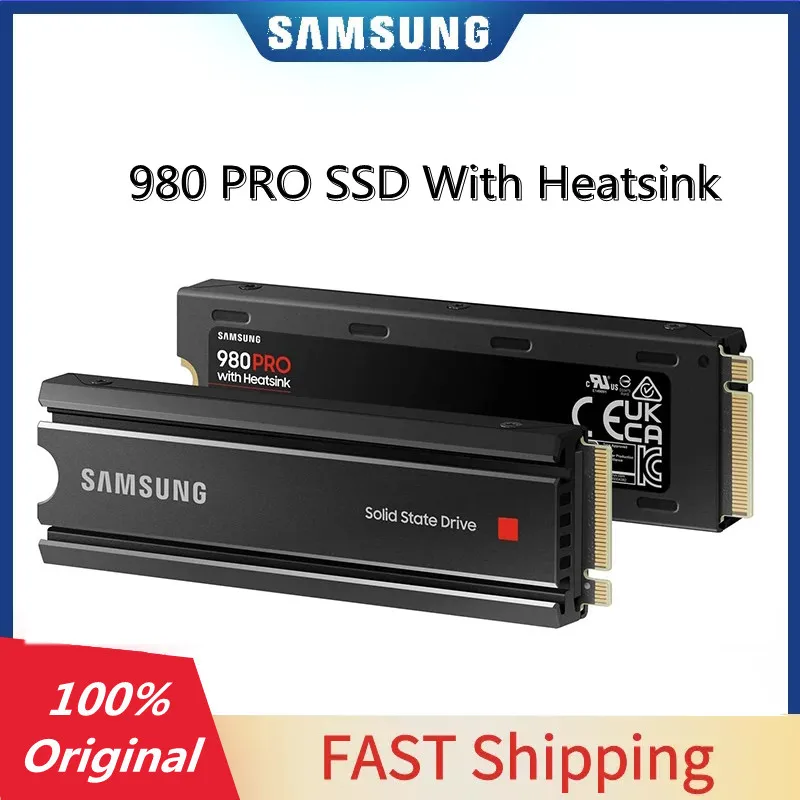 

Оригинальный SSD-накопитель Samsung 980 PRO с радиатором, Φ 1 ТБ PCIe Gen 4 NVMe M.2, Внутренний твердотельный тепловой контроль, совместим с PS5