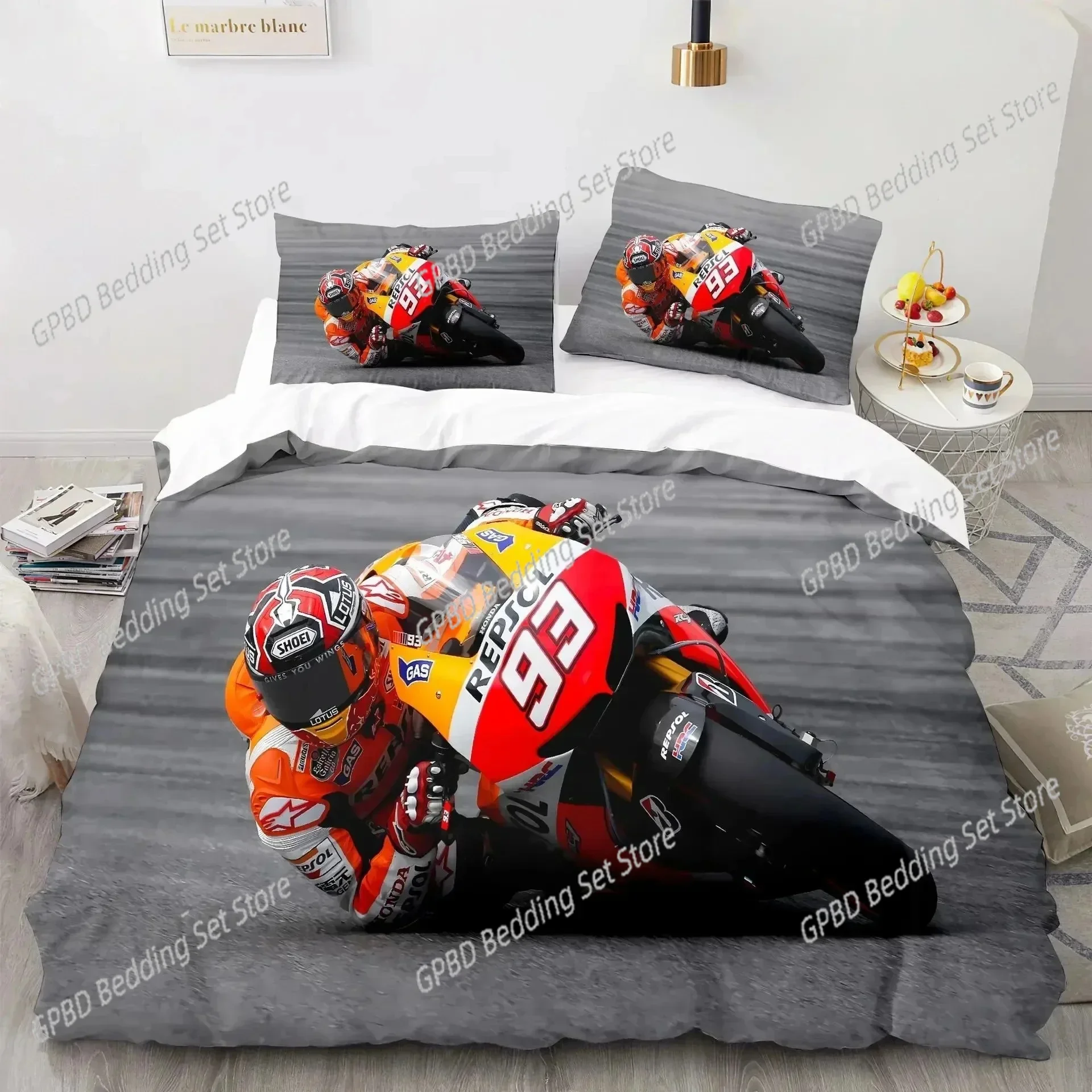 Фото 3D принт Marc Marquez 93, удобный пододеяльник, наволочка, комплект постельного белья, украшение для детской спальни, домашний текстиль №5