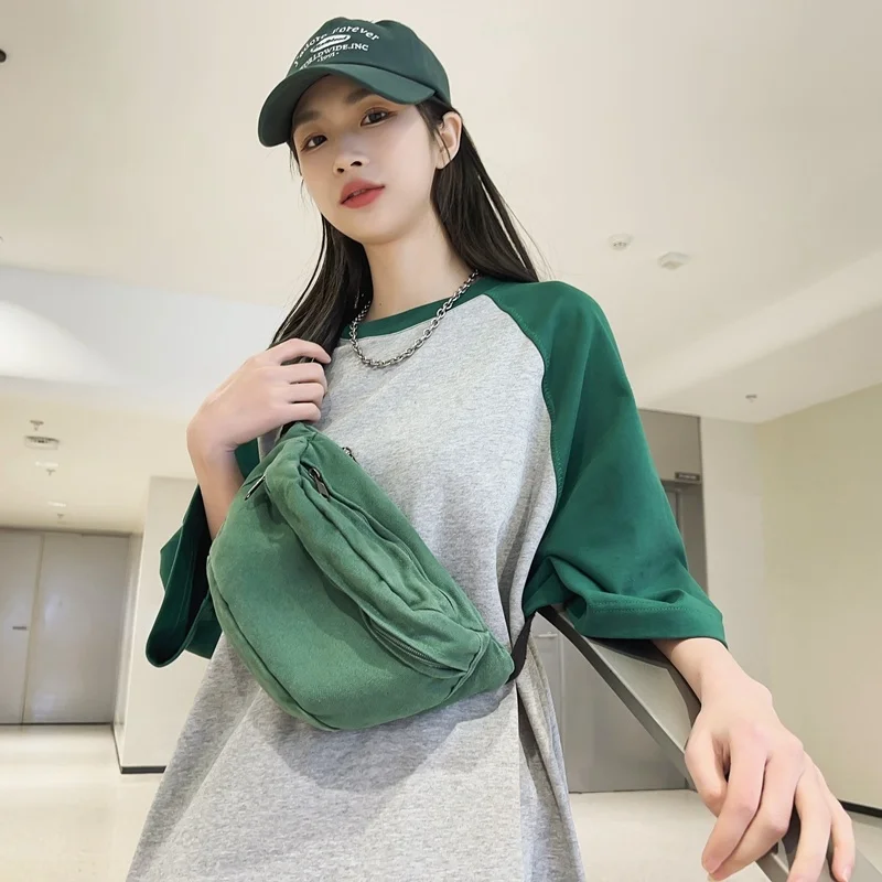 

Canvas Simple Design Women's Messenger Bag Fashion Ladies Shoulder Bag Vintage Female Denim Girls Chest pack Purse Handbags