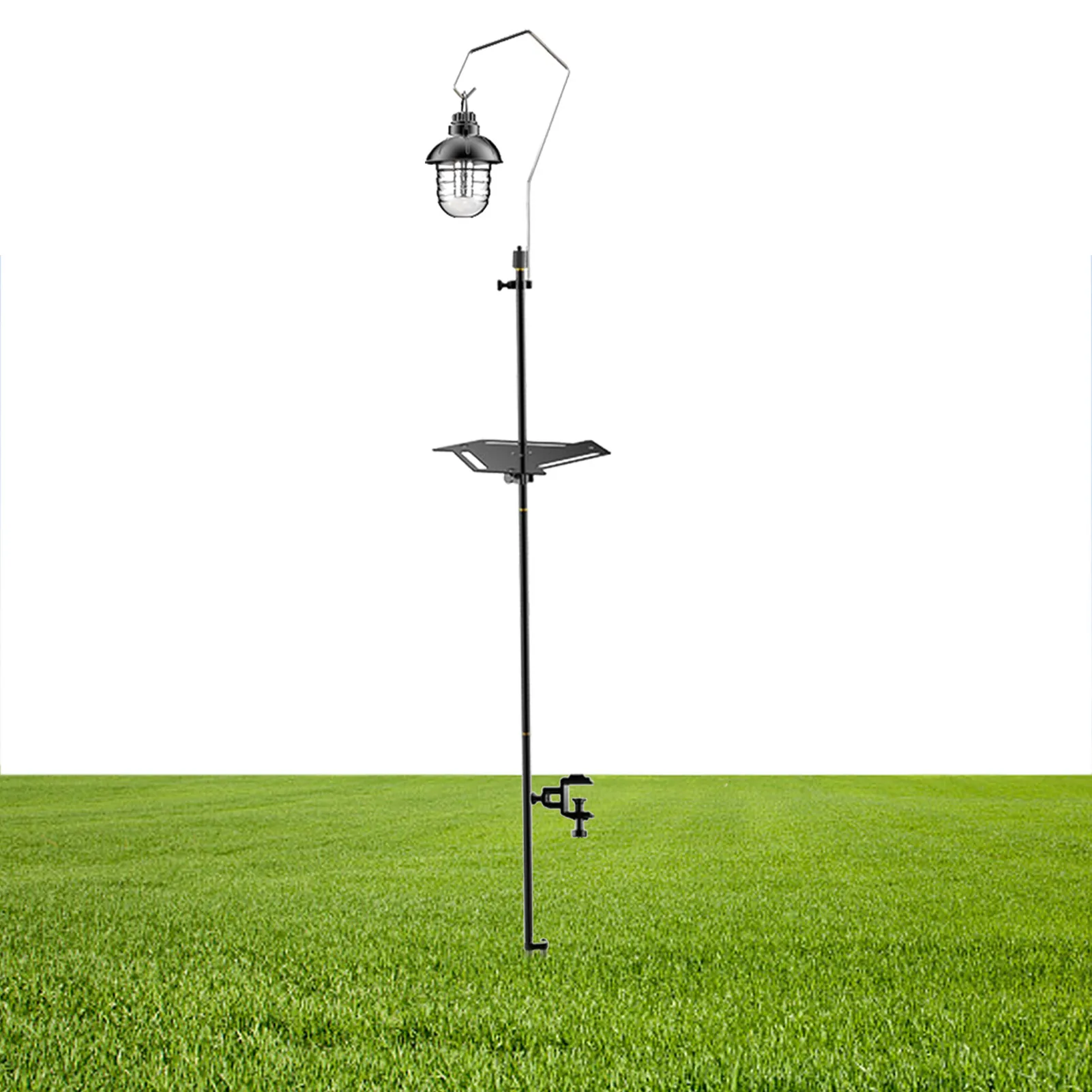 

Camping Lamp Rack Outdoor Light Pole Storage Holder Lamp Hanger With Stake End And Table Clamp For Picnic Hiking Fishing