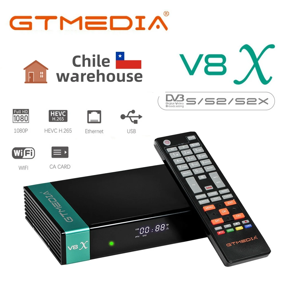 V8X GTMedia 1080P H.265 Full HD DVB-S/S2/S2X спутниковый ресивер с поддержкой встроенного Wi-Fi cam CA card