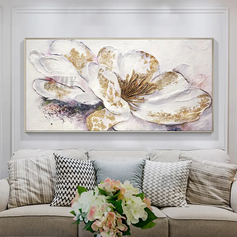 

Simple Horizontal Version Of The Living Room hand-painted Oil Paintings Of Flowers Den Restaurant Entrance Corridor Wall Paintin