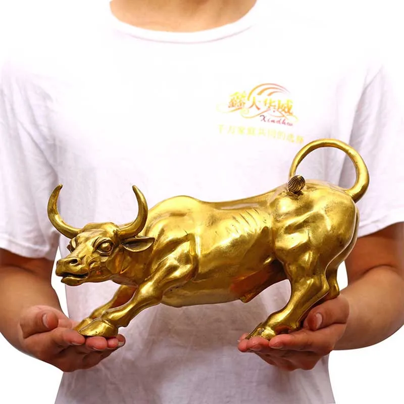 

Brass Bull Wall Street Cattle Sculpture Copper Cow Statue Mascot Ornament Office Decoration Exquisite Crafts Business Gift