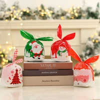 10pcs christmas gift bag packaging candy apple small gift bag santa claus snowman reindeer pattern christmas supplies