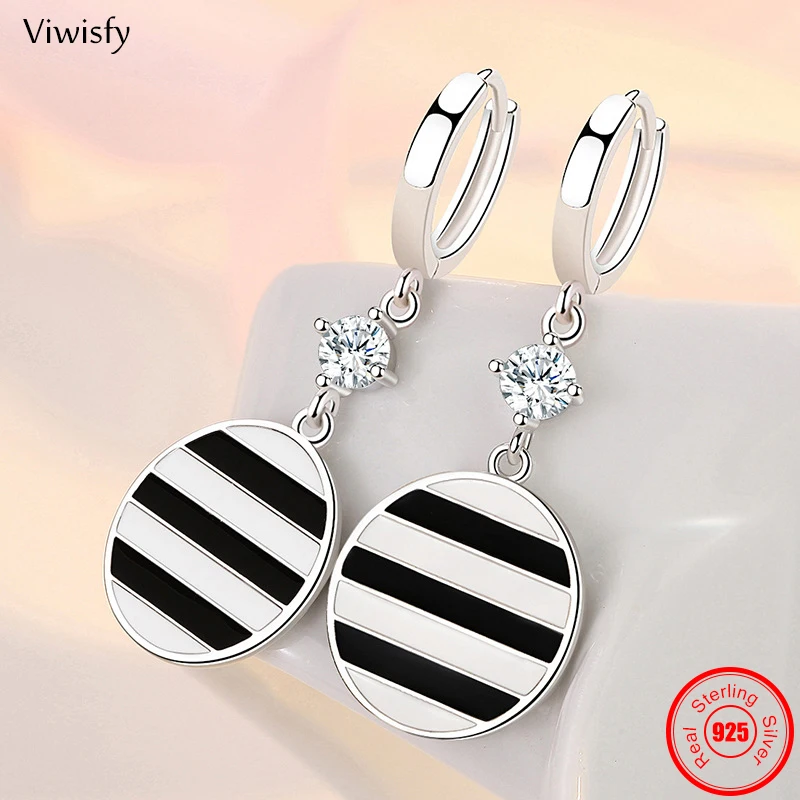 

Viwisfy реальная фотография 925 детской модели для женщин Новое прозрачное пианино черный белый интервал подарок опасность ювелирные изделия ...