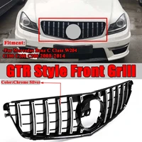 w204 chrome silver gt r for amg style car front bumper grill grille for mercedes for benz c class w204 c200 c300 2008 2014