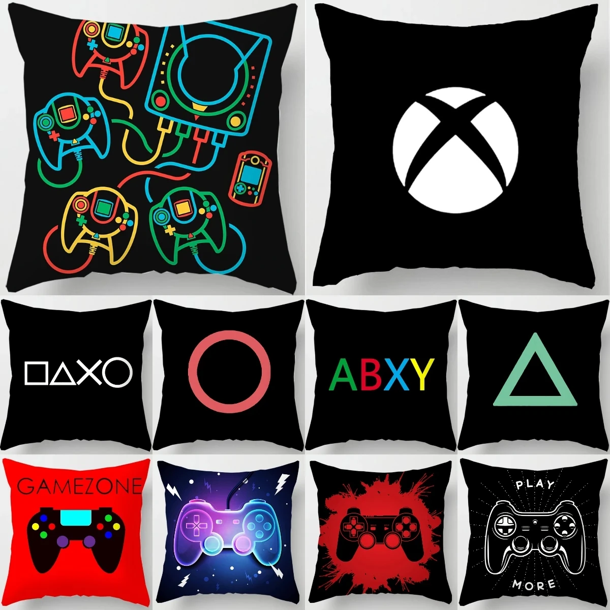 

Video Game Pillowcase Home Children Themed Living Room Decor Retro Play Gaming Fan Console Printed Sofa Car Bedroom Decoration