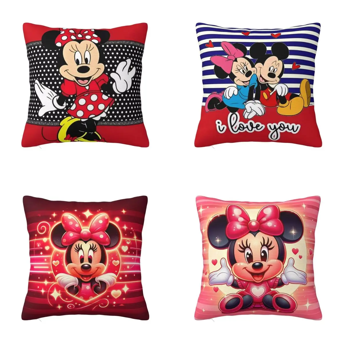 Рождественская наволочка с Минни Маус в горошек квадратная чехол для подушки