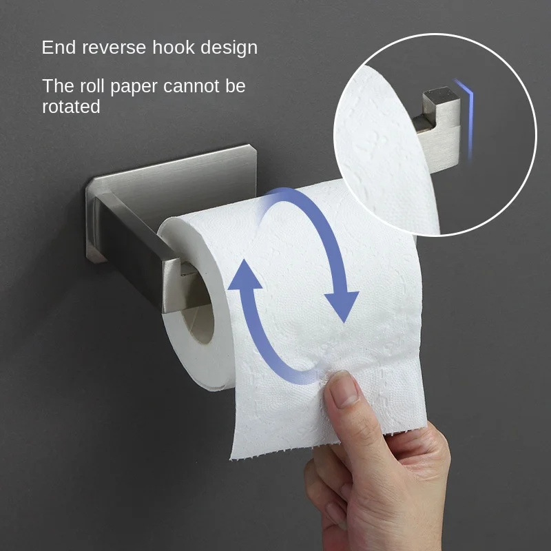 

New Stainless Steel Toilet Roll Holder Self Adhesive in Bathroom Tissue Paper Holder Black Finish,Easy Installation no Screw