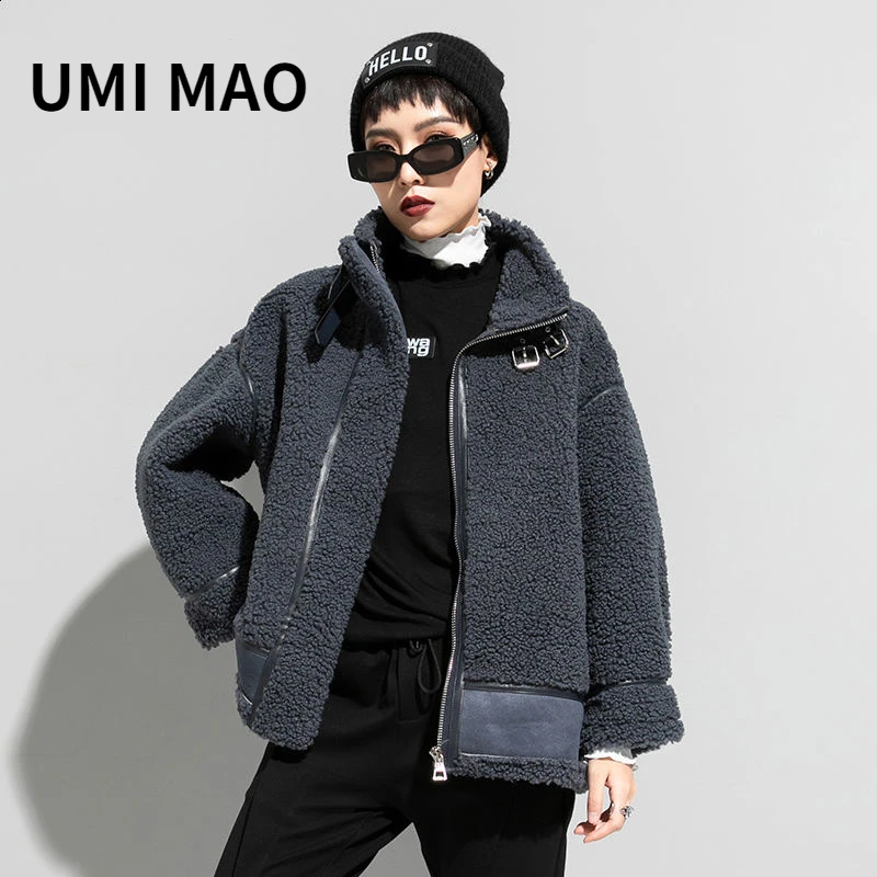

Новинка зимнее утолщенное пальто UMI MAO из натуральной овечьей шерсти свободное тонкое теплое пальто осенняя Женская куртка Y2K джинсовая кур...