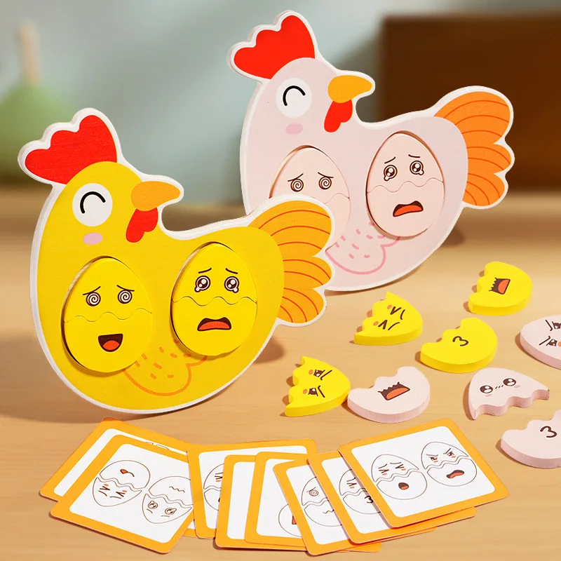 

Игрушки Монтессори для детей 3 + лет, деревянные пазлы с яйцами в виде выражений для малышей 1-3, игра с изменением лица-подходящие выражения