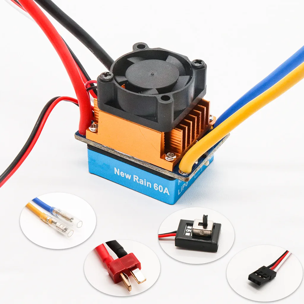 

480A Waterproof Brushed ESC Speed Controller with 5V/3A BEC for 1/8 1/10 RC Car Axial SCX10 Traxxas Redcat Gen8 Tamiya HSP