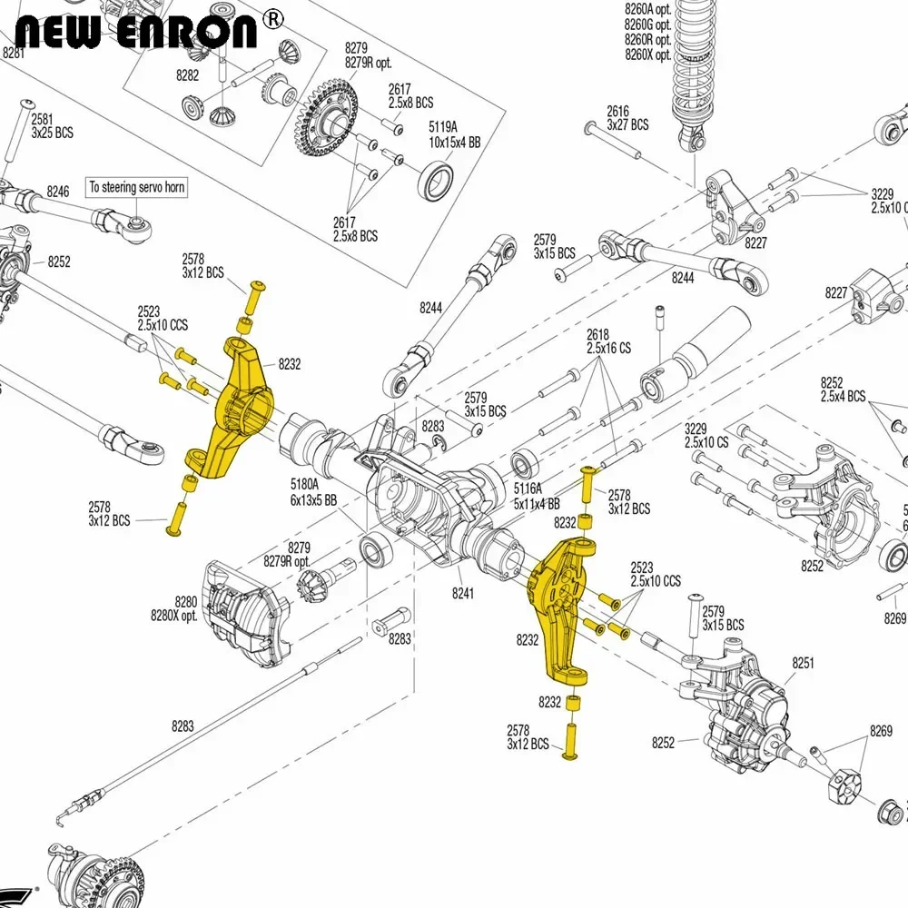 НОВЫЙ комплект роликовых блоков переднего моста ENRON из алюминиевого сплава # 8232