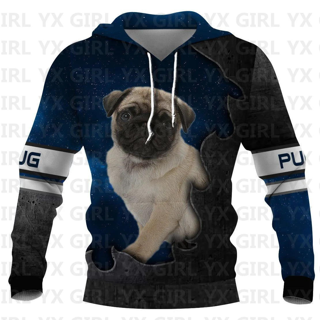 Толстовка с капюшоном для мужчин и женщин пуловер немецкой овчарки/мопса/Хаски 3D