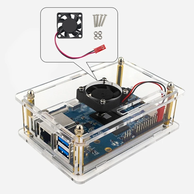 

Heatsink for CASE for Orange Pi 5 Acrylic Cover + 4 Pieces Heatsinks & Fan