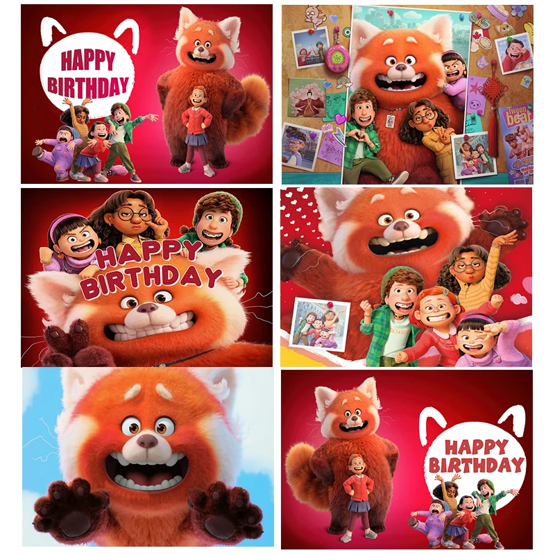 Вращающийся красный панда украшение для дня рождения виниловый баннер свадьбы