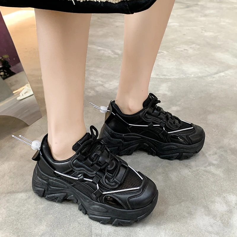 

Free Shipping Women'S Mesh Breathable Sneakers Offers Flats Platform Shoes Spring Autumn Femmes Sports Tennis Solid Casual Shoe
