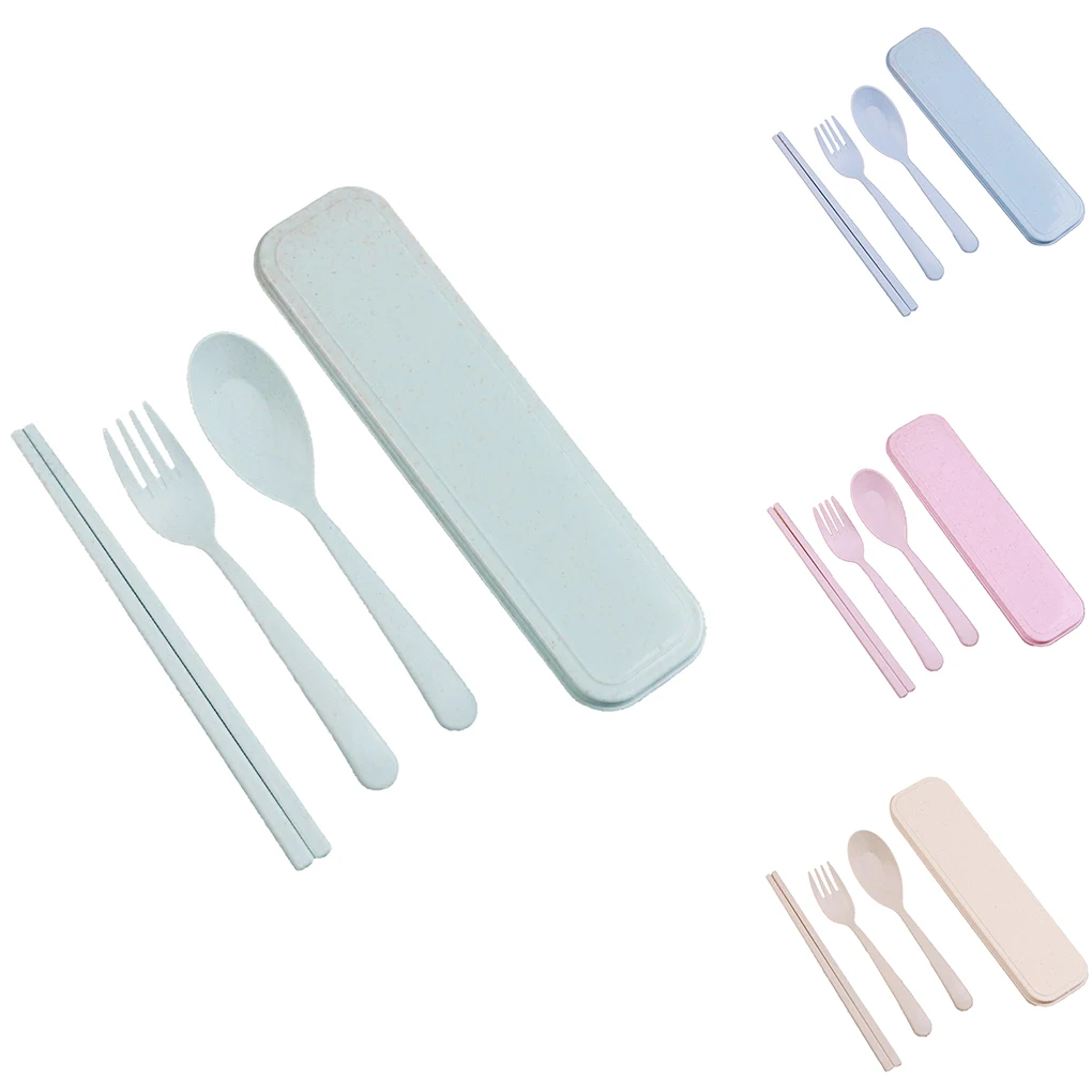 

3 в 1 столовая посуда ложка для кормления ребенка вилка палочки для еды Набор Обучающие ложки для младенцев безопасная посуда с пыленепрониц...