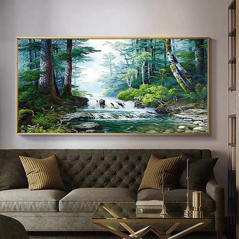 Дешево Пейзаж 5d «сделай сам», настенная алмазная живопись, алмазная вышивка, натуральный лес, текущая вода, алмазная вышивка, гостиная, домашний де...