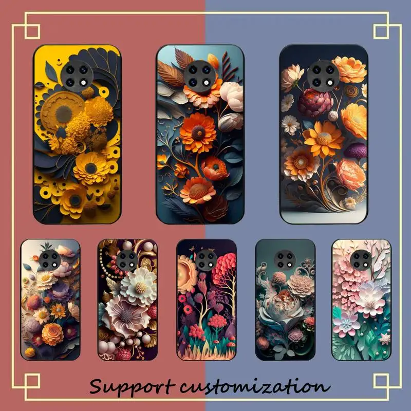 

Relief Flower 3D Emboss Phone Case For Redmi Note 4 X 5 A 6 7 8 Pro T 9 Pro 9S 10 Pro 11 Pro 11S 11Epro PocoM3pro