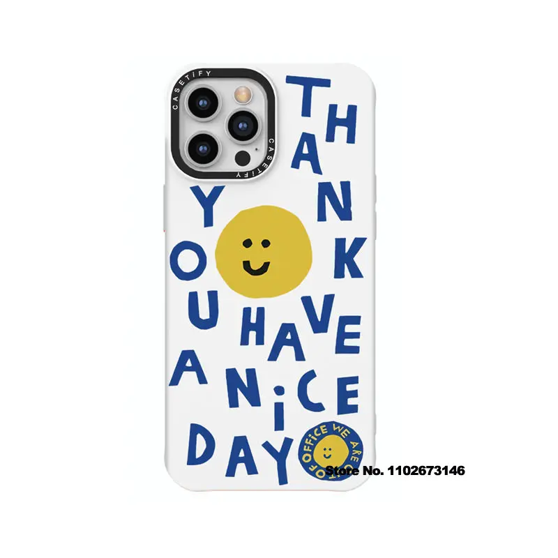 

CASETIFY English Smiley Face Liquid Silica Phone Cases for iPhone 14 13 12 11 Pro Max X 7P 8P Couple Anti-drop Soft Cover D0317