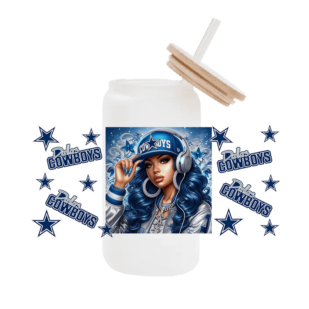 W Sport Team 11x24cm 16oz Can Glass Wrap Наклейка Водонепроницаемая УФ Dtf Кофейное стекло